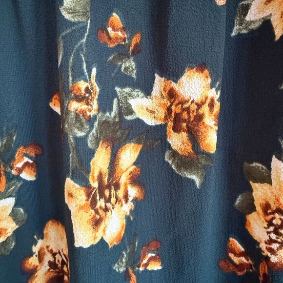 Modcloth | Sweet Wanderer Green Floral Criss Cross Front Ruffle Dress Size S - Picture 5 of 8